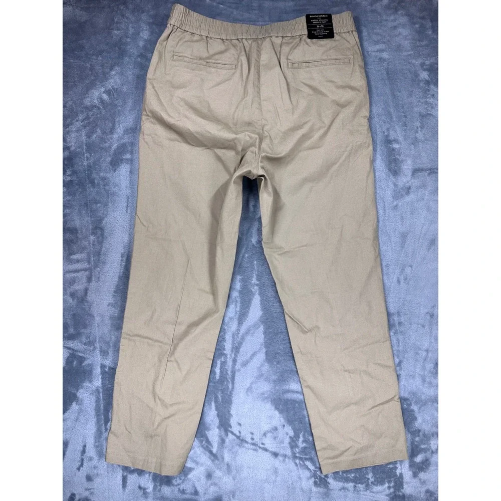 Banana Republic Mason Athletic Tapered Pants Mens 36x30 Khaki Tan Elastic Waist